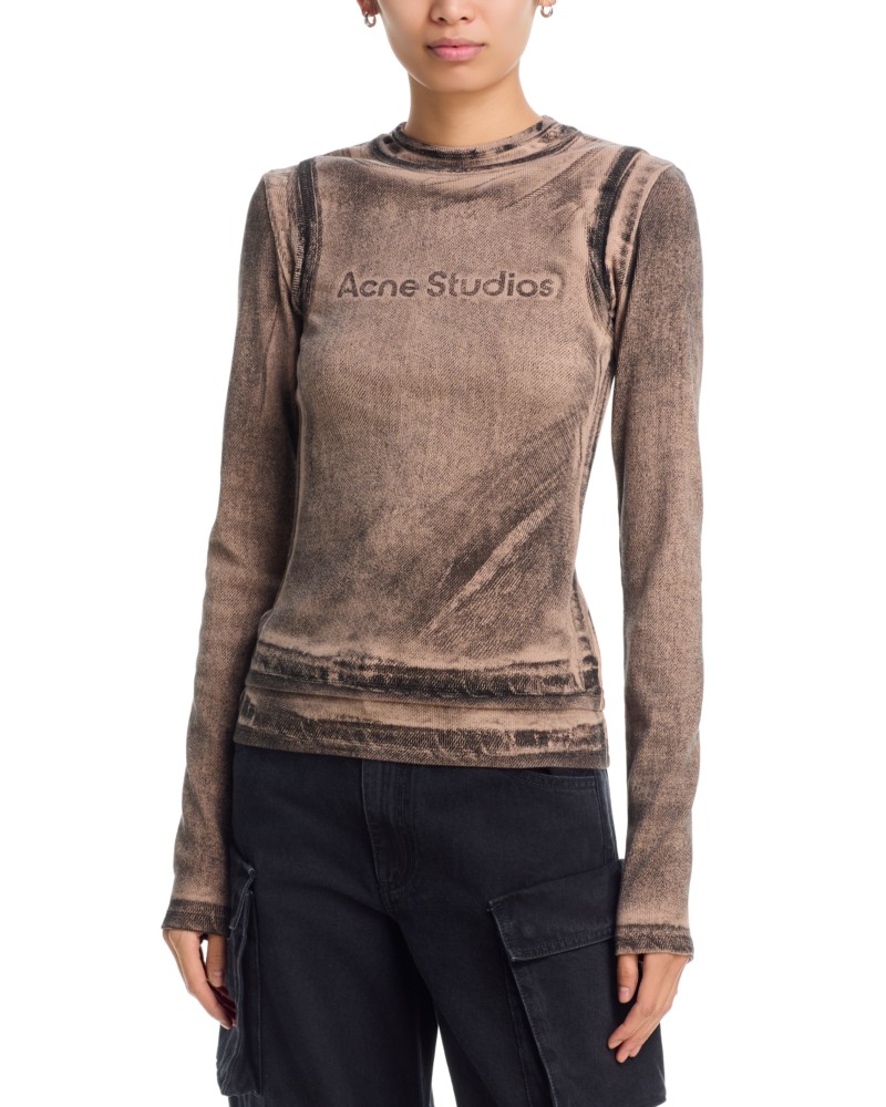 Acne Studios Layered Printed Tee in Pumpkin Orange