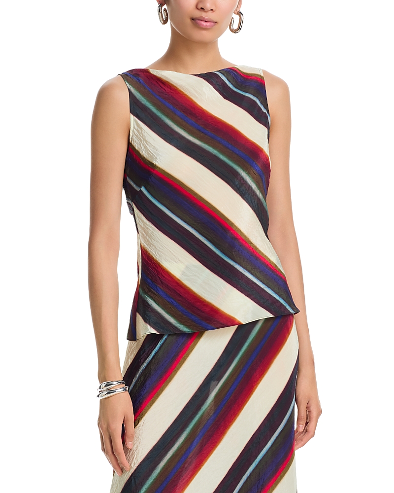 Christopher John Rogers Striped Cowl Back Top