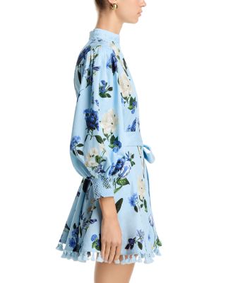 alice and olivia long sleeve dress DELORA LONG SLEEVE MINI DRESS in ATRIUM FLORAL SM