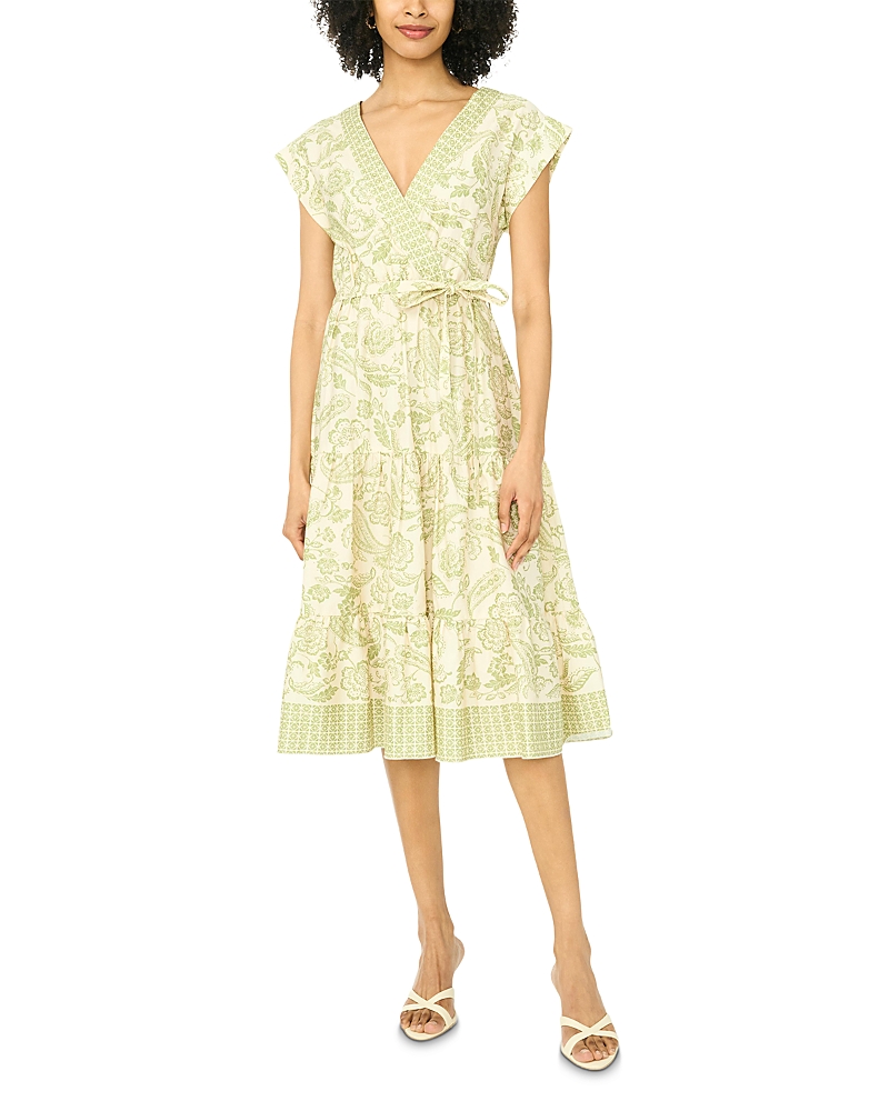 Vince Camuto Surplice Dolman Sleeve Midi Tiered Dress