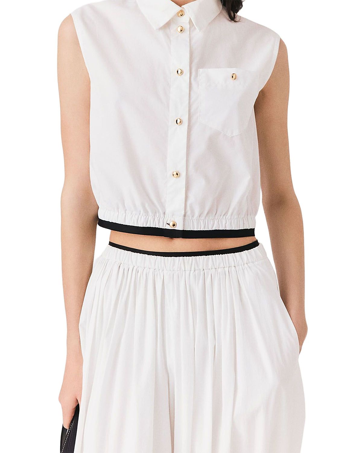 Maje Cropped Sleeveless Shirt