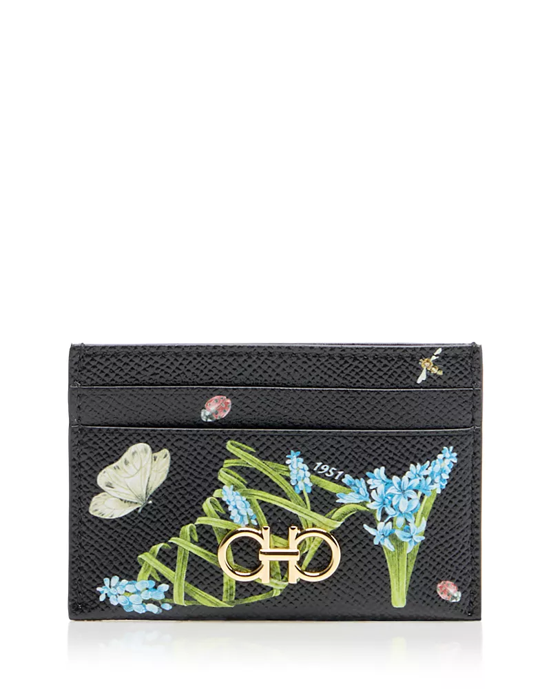 Ferragamo Sunrise Gancini Leather Card Case