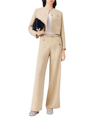Short Linen Blend Jacket & Linen Blend Suit Pants 
