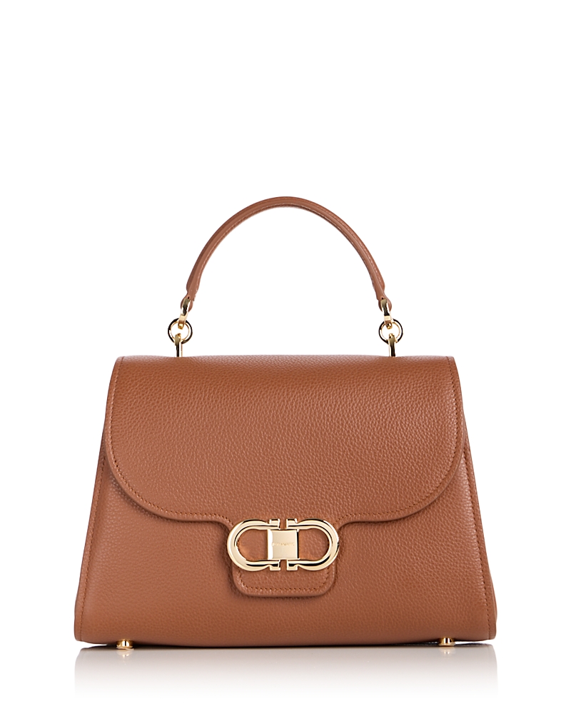 Ferragamo Double Gancino Small Leather Top Handle Bag