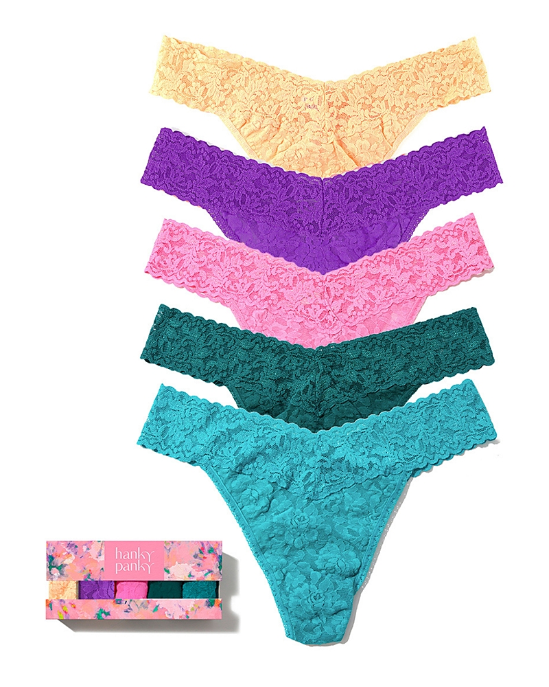 Hanky Panky Signature Original-Rise Thongs, Set of 5 · OS