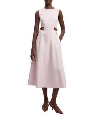 Karen Millen Fitted Belt Crew Neck Midi Dress