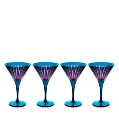 Prism Martini Glasses, Blue, Set of 4