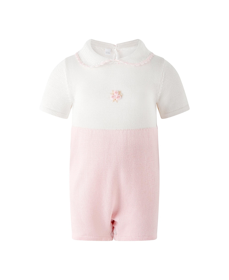 Rachel Riley Girls' Pima Rose Embroidered Babysuit - Baby