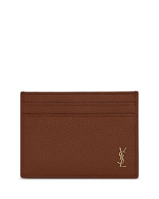 Tiny Cassandre Card Case in Crocodile-Embossed Matte Leather
