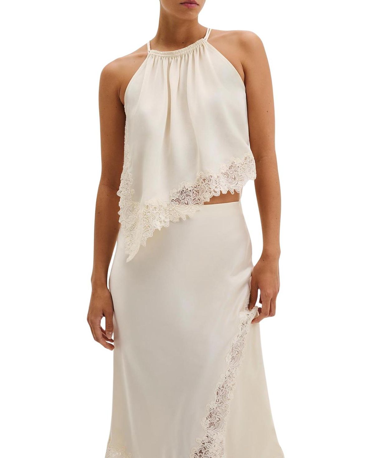 Malina Madina Asymmetric Lace Hem Top