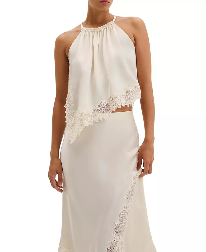 Malina Madina Asymmetric Lace Hem Top