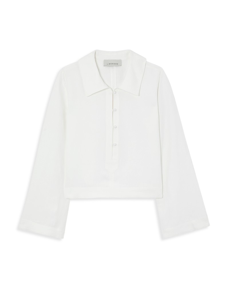 Liberowe Francis Linen Polo Top in White