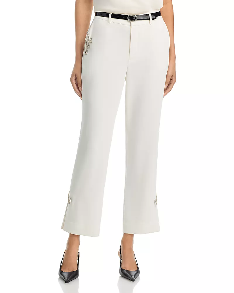 Cinq a Sept Kerry Rhinestone Safety Pin Cropped Pants - Exclusive