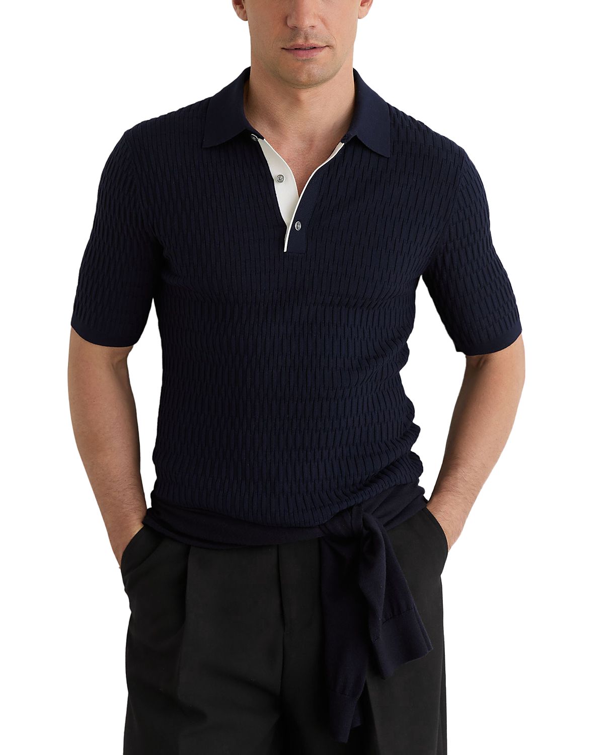 Reiss Era Short Sleeve Textured Sweater Polo