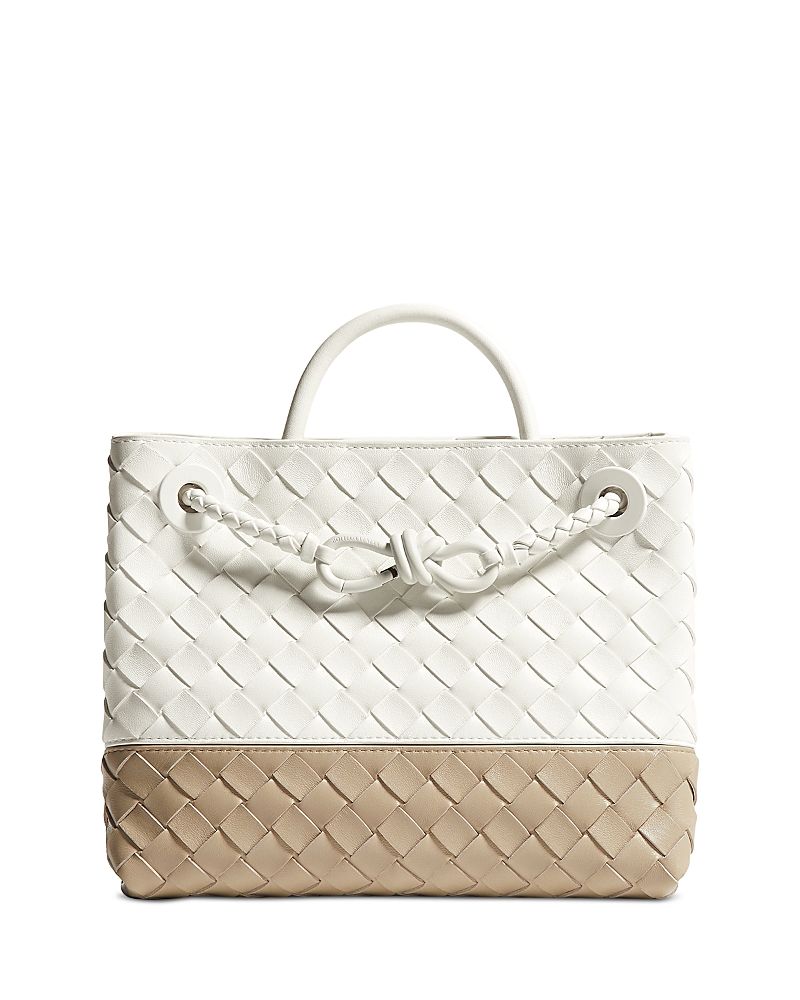 Bottega Veneta Small Andiamo Intrecciato Two Tone Leather Top Handle Bag