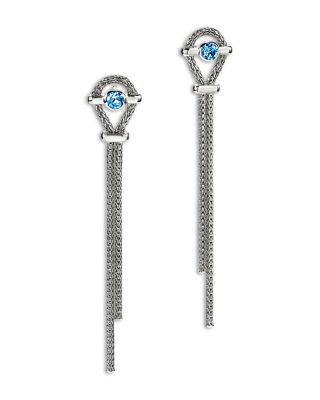 Sterling Silver Icon Swiss Blue Topaz Drop Earrings