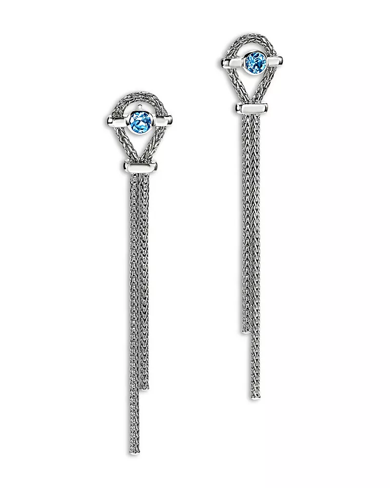 John Hardy Sterling Silver Icon Swiss Blue Topaz Drop Earrings