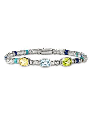 Sterling Silver Heishi Multi Gemstone Bead Bracelet