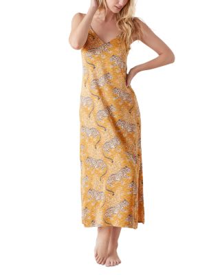 Printfresh Bagheera Satin Chic To Sleep Nightgown In Orange