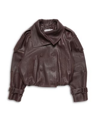 Cropped Leather Trench Coat