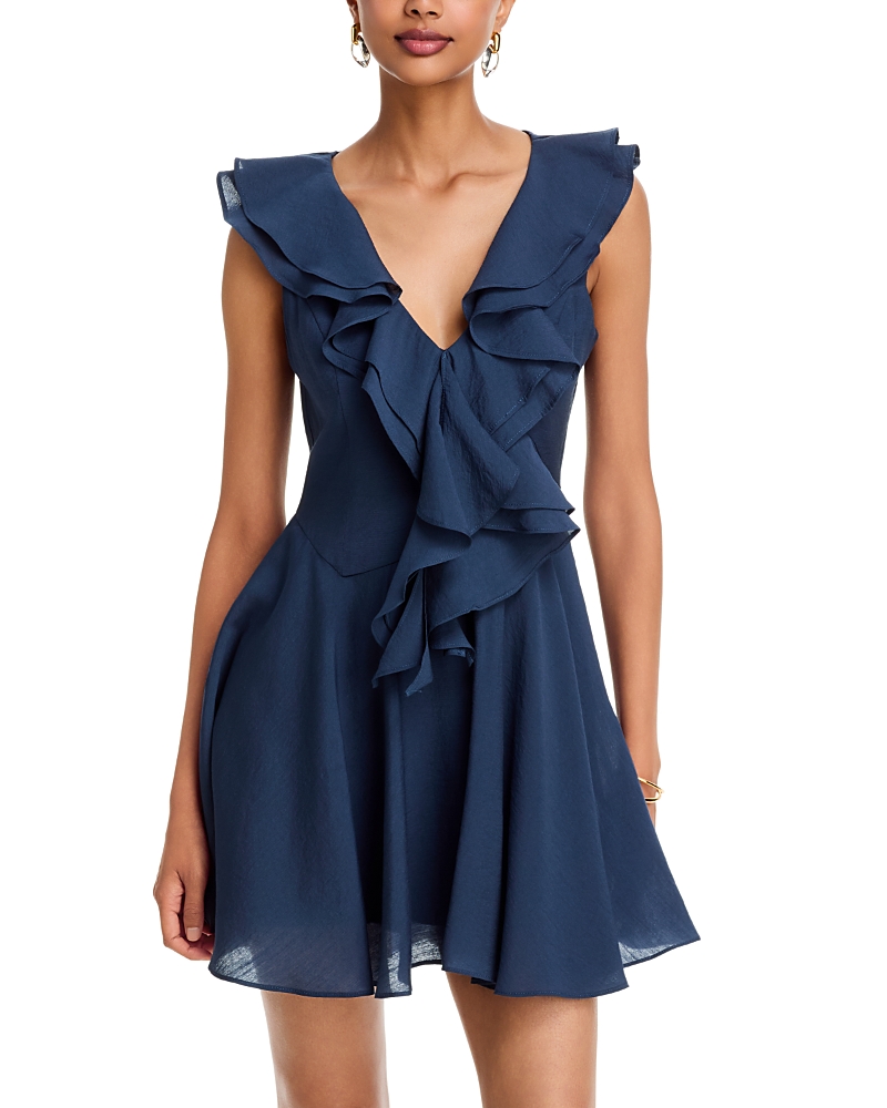 Aqua Flutter Sleeve Ruffle Mini Dress - Exclusive
