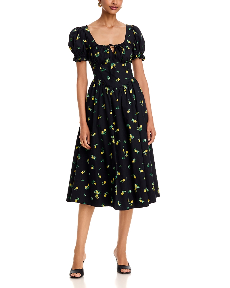 Aqua Lemon Tie Midi Dress - Exclusive