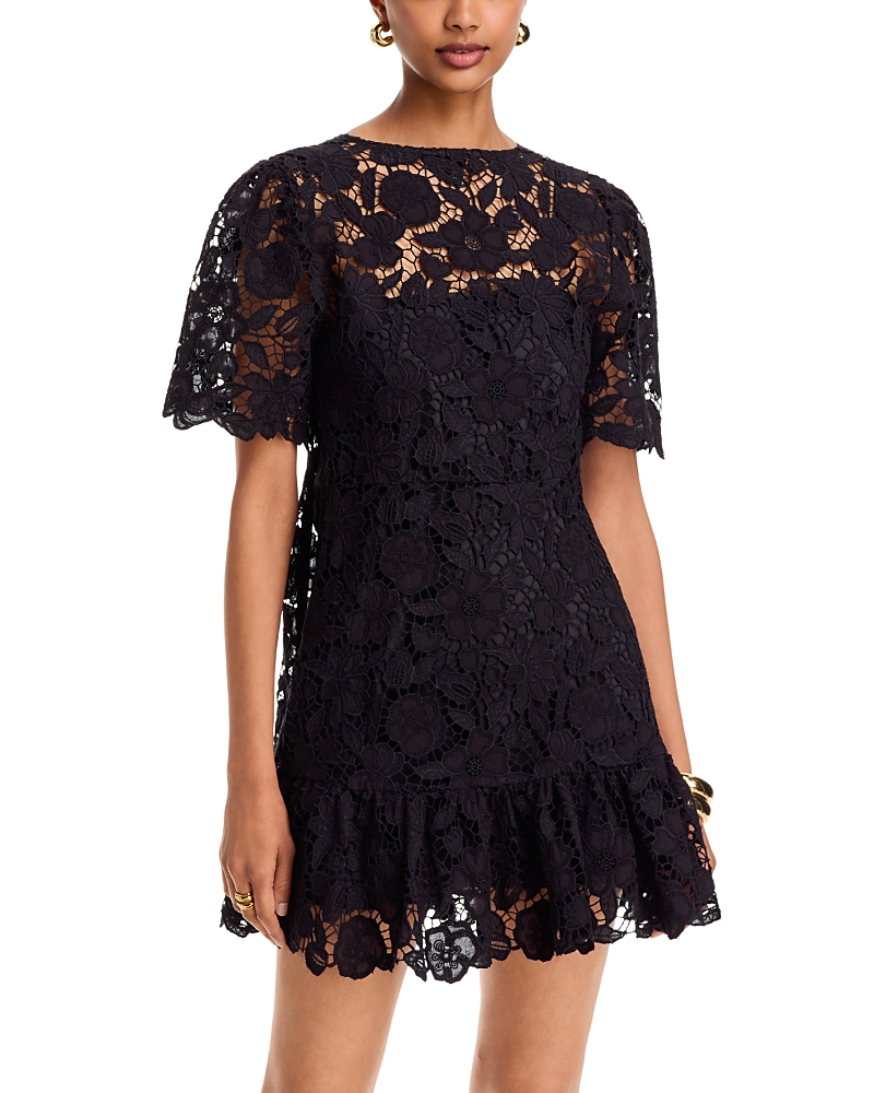 Aqua Lace Flounce Mini Dress - Exclusive