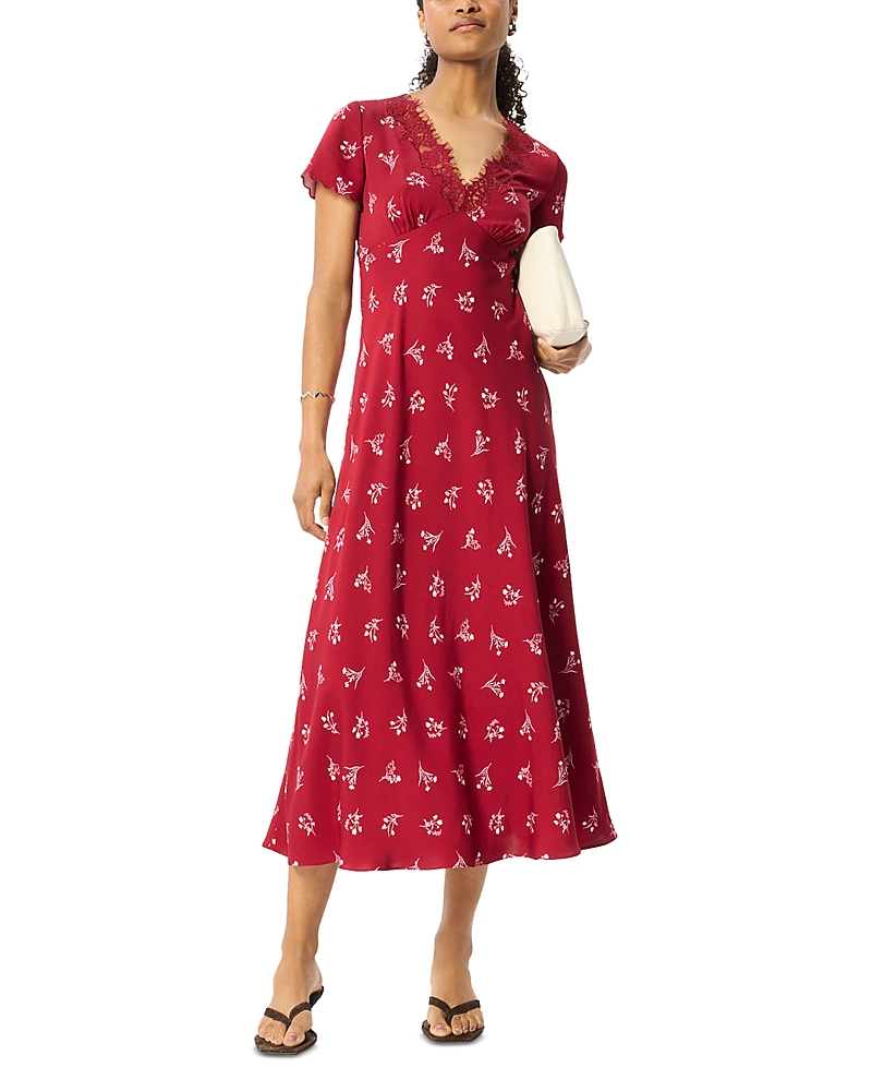 Whistles Lace Trim Midi Dress