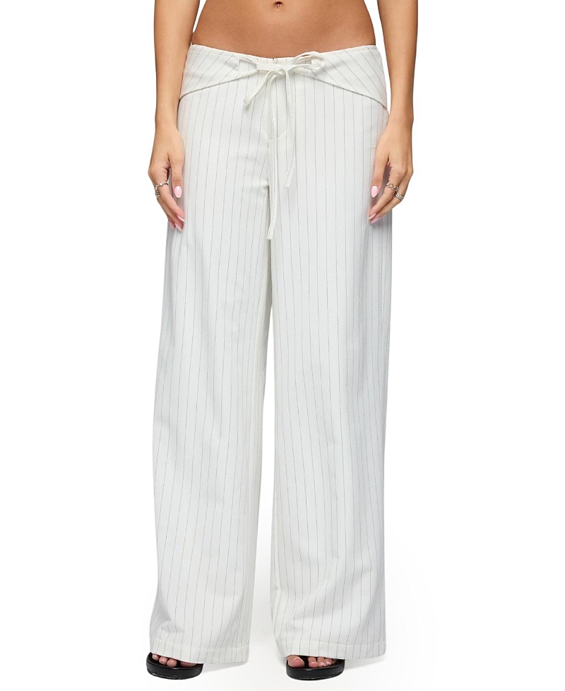 Edikted Parker Pinstripe Tie Belt Pants