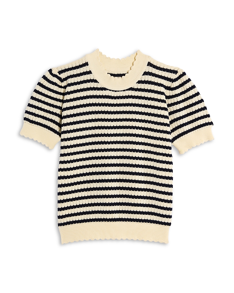 Aqua Girls' Striped Short Sleeved Sweater, Big Kid - Exclusive In Multi