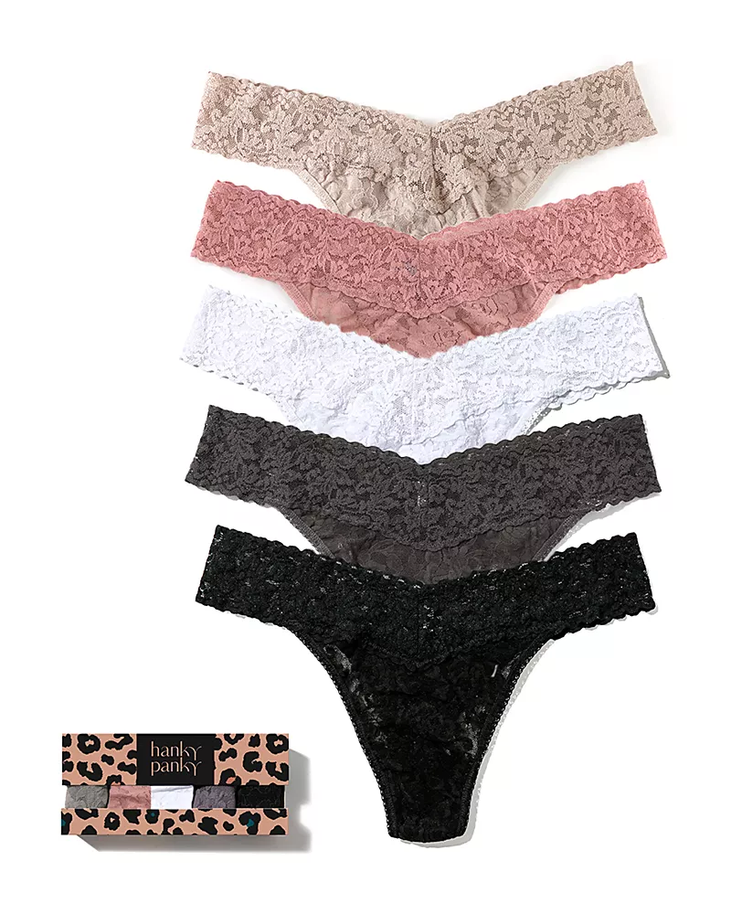 Hanky Panky Signature Original-Rise Thongs, Set of 5