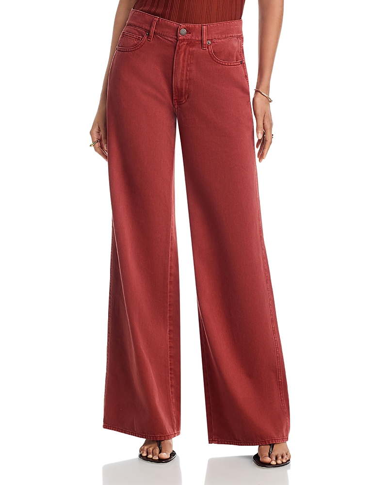 Veronica Beard Kasey Mid Rise Wide Leg Jeans in Rust