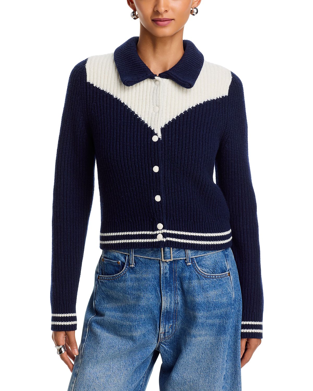 Mother The Baby Raquette Color Blocked Cardigan