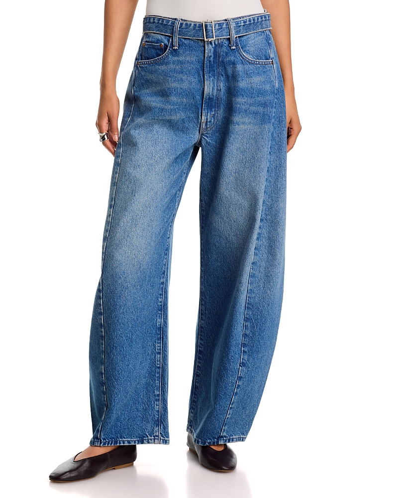 Mother The Belted Spoonful Nerdy High Rise Barrel Jeans in Tootsie