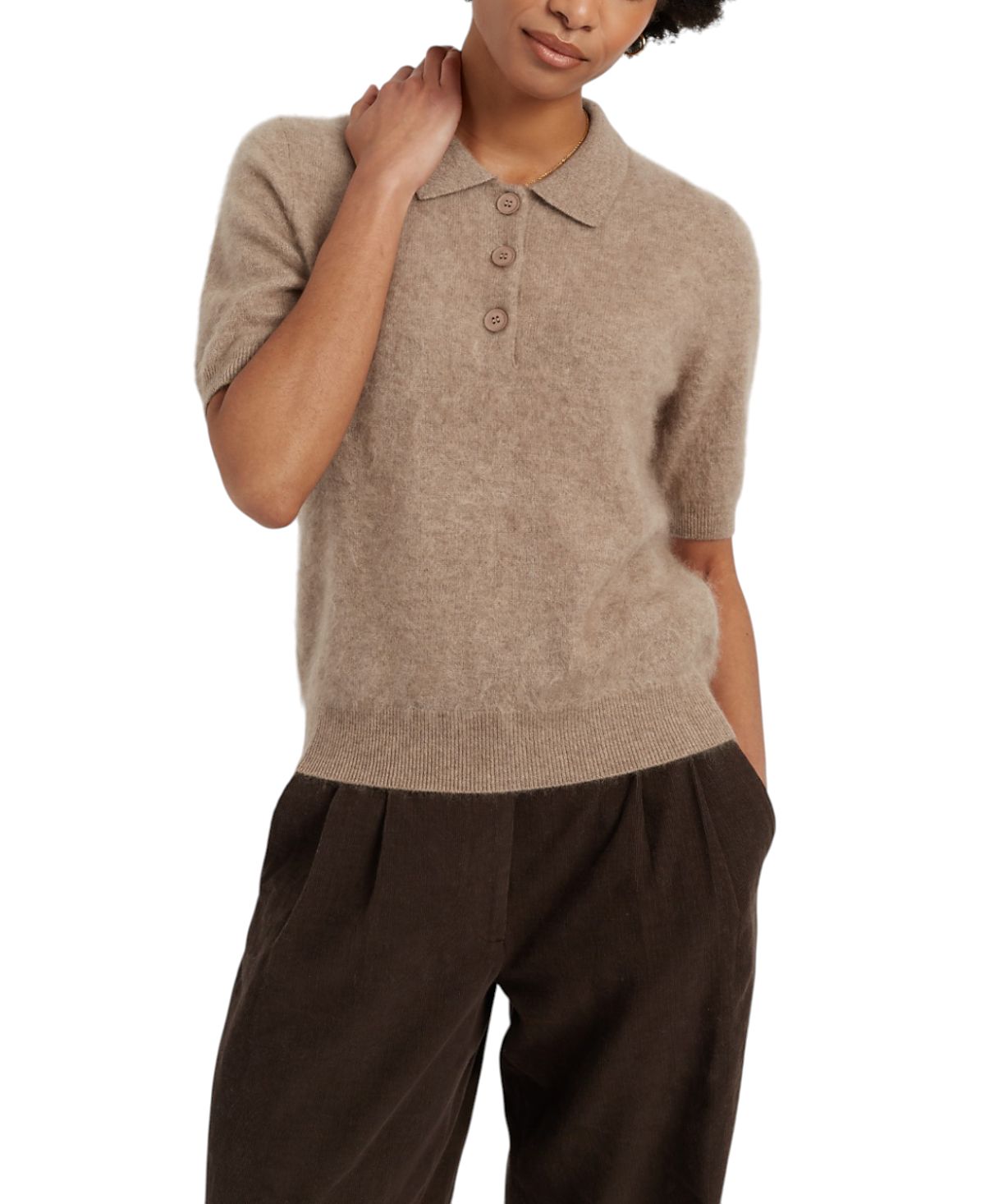 Chinti & Parker Women's Brushed Cashmere Polo Tee