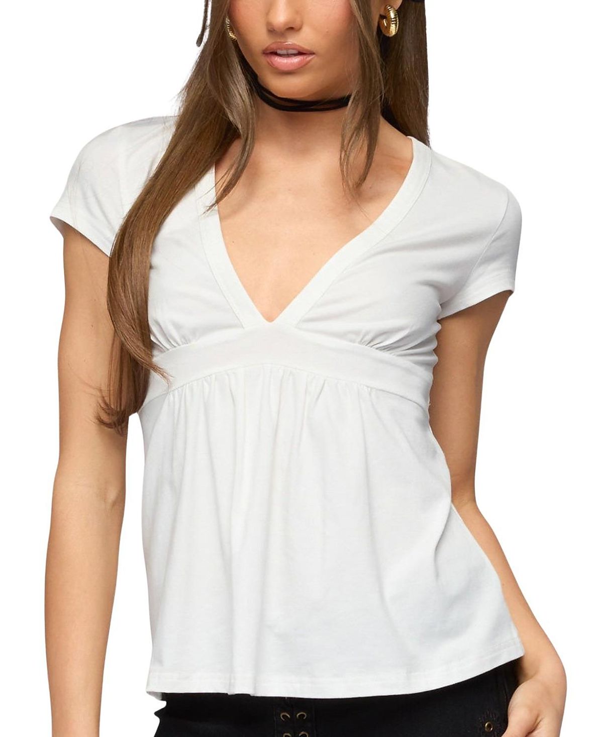 Edikted Ilana V Neck Babydoll Top