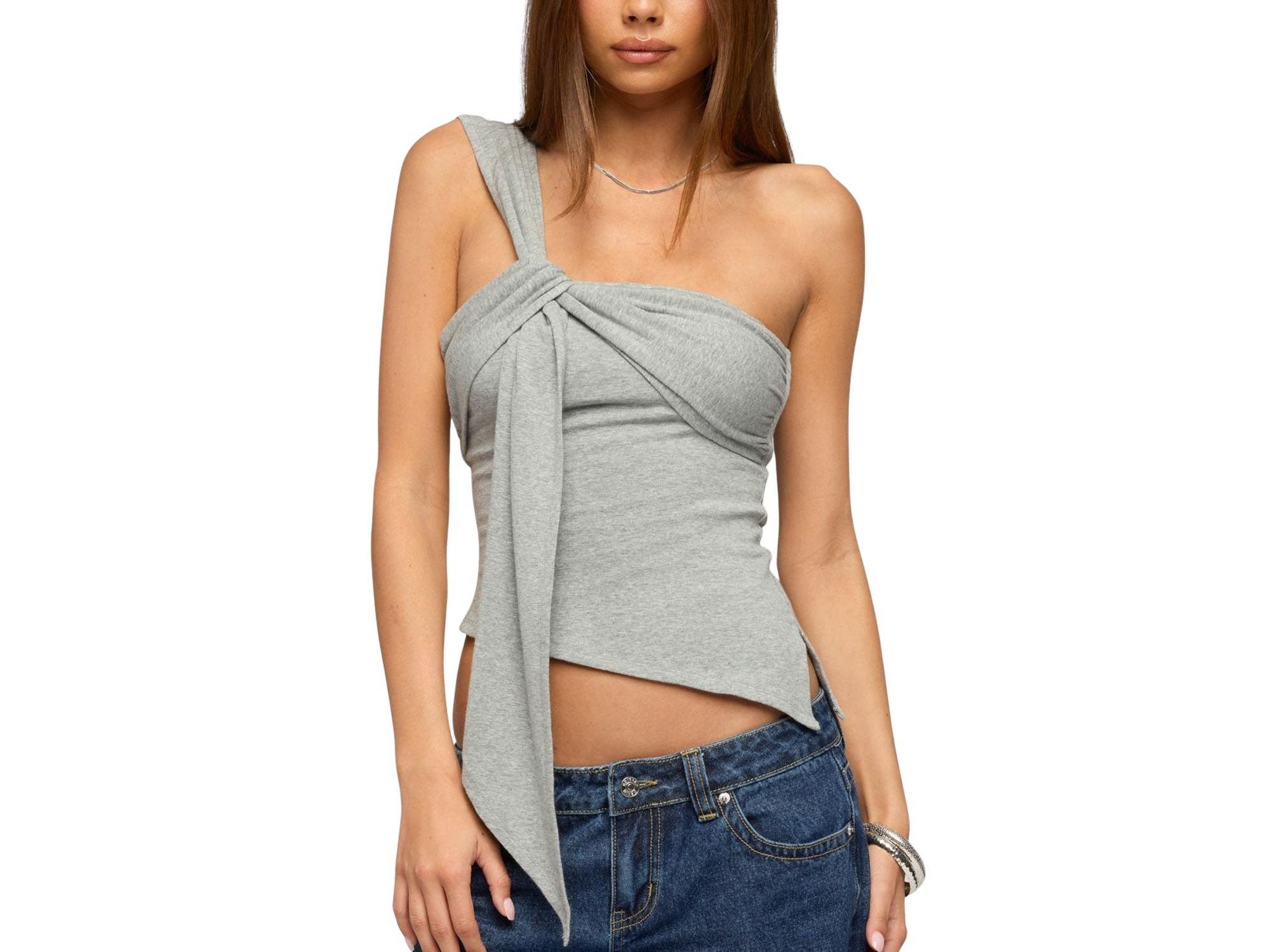 Zoie Draped Tie One Shoulder Top - Image 1