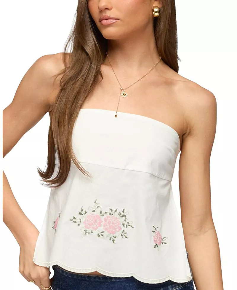 Edikted Shiri Floral Embroidered Backless Top