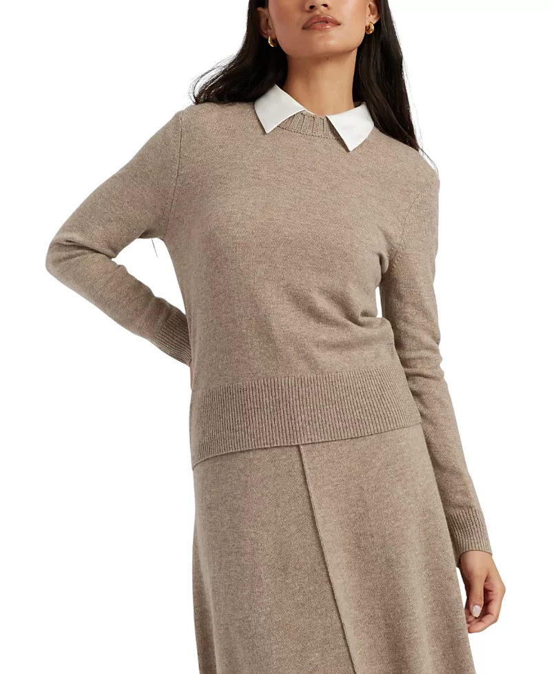 Chinti & Parker Women's Wool Cashmere Cropped Sporty Sweater