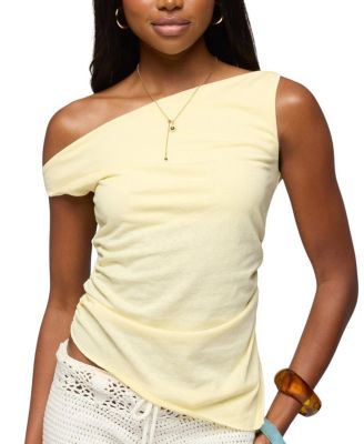 Ruched Asymmetric Off Shoulder Top