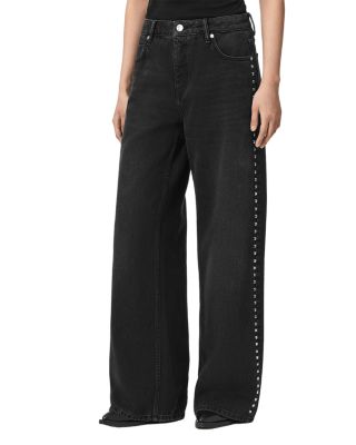 Allsaints Sway Stud Jeans In Washed Black