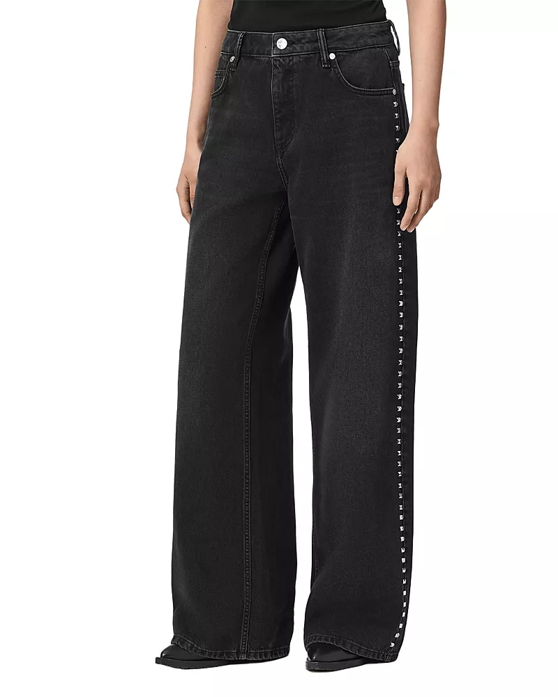 Allsaints Sway Stud Jeans in Washed Black