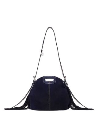 Miss M Mini Topstitched Suede Handbag