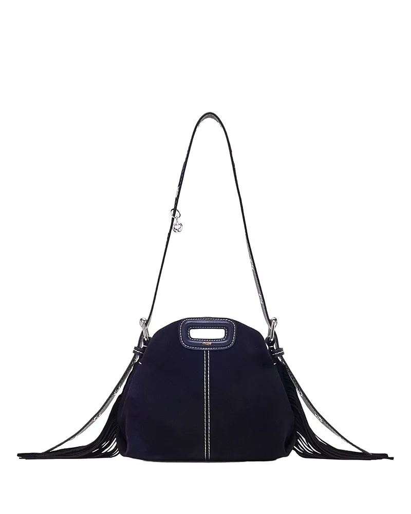 Maje Miss M Mini Topstitched Suede Handbag