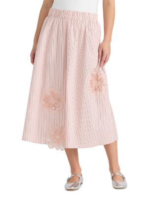 Floral Appliqu&eacute; Midi Skirt
