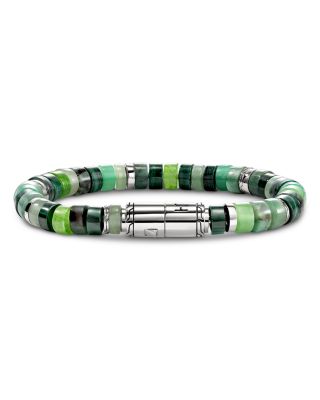 Sterling Silver Heishi Multi Stone Green Bead Bracelet