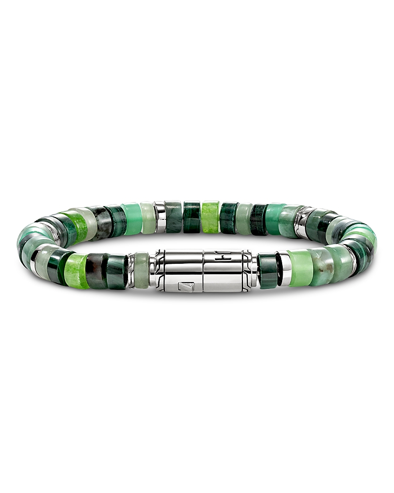 John Hardy Sterling Silver Heishi Multi Stone Green Bead Bracelet