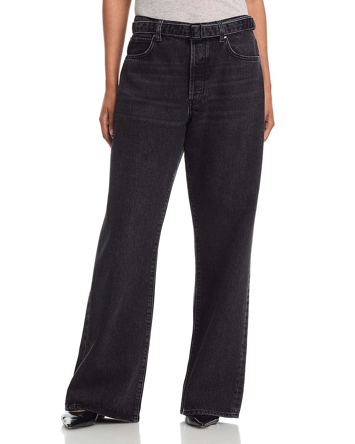Frame The Belted Loose High Rise Wide Leg Jeans