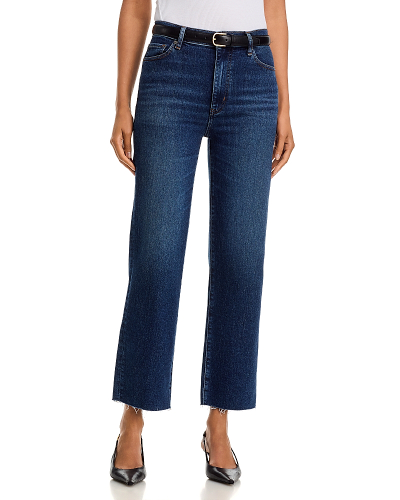 Frame Le Sleek High Rise Straight Jeans in Showdown Raw Fray