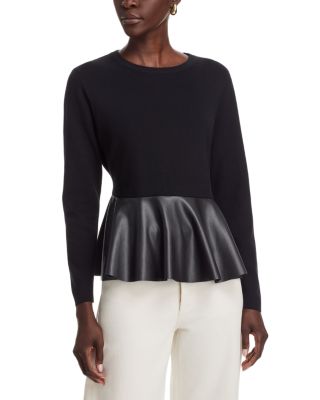 Faux Leather Peplum Hem Top